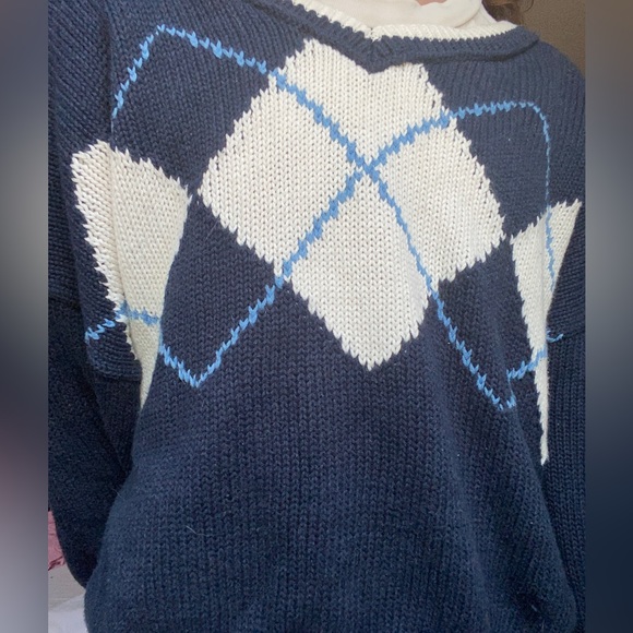 American Eagle| Argyle Jumper | Navy blue/ White| M/M | (Fits like L/XL ) - Picture 4 of 4